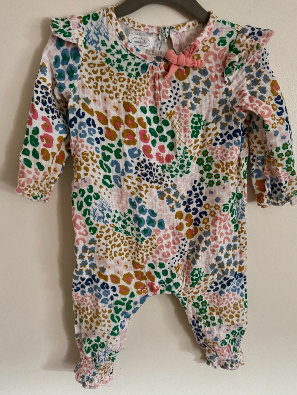 EUC Mud Pie Multi-Color Leopard Print Baby One-Piece Romper